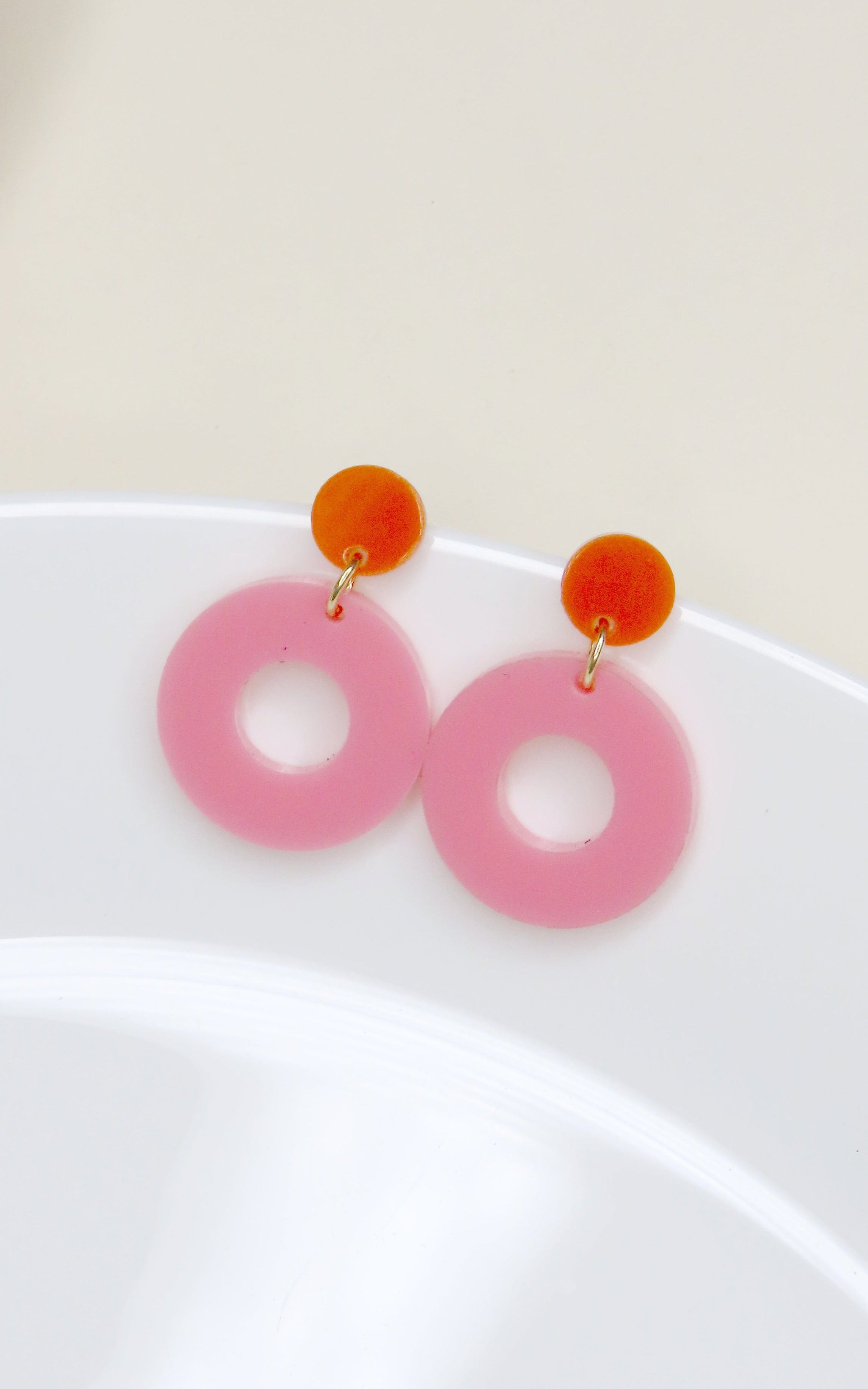 Circle Oorbellen Oranje Roze