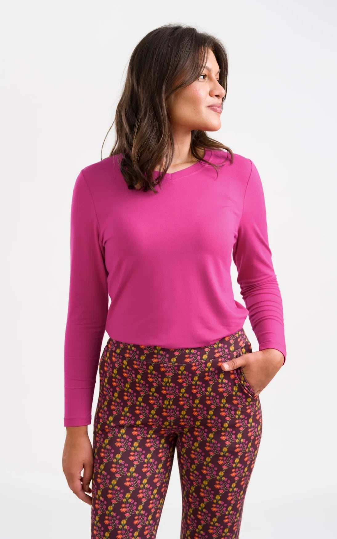 Lalamour - Vera Top LS Jersey Plain Fuchsia Red