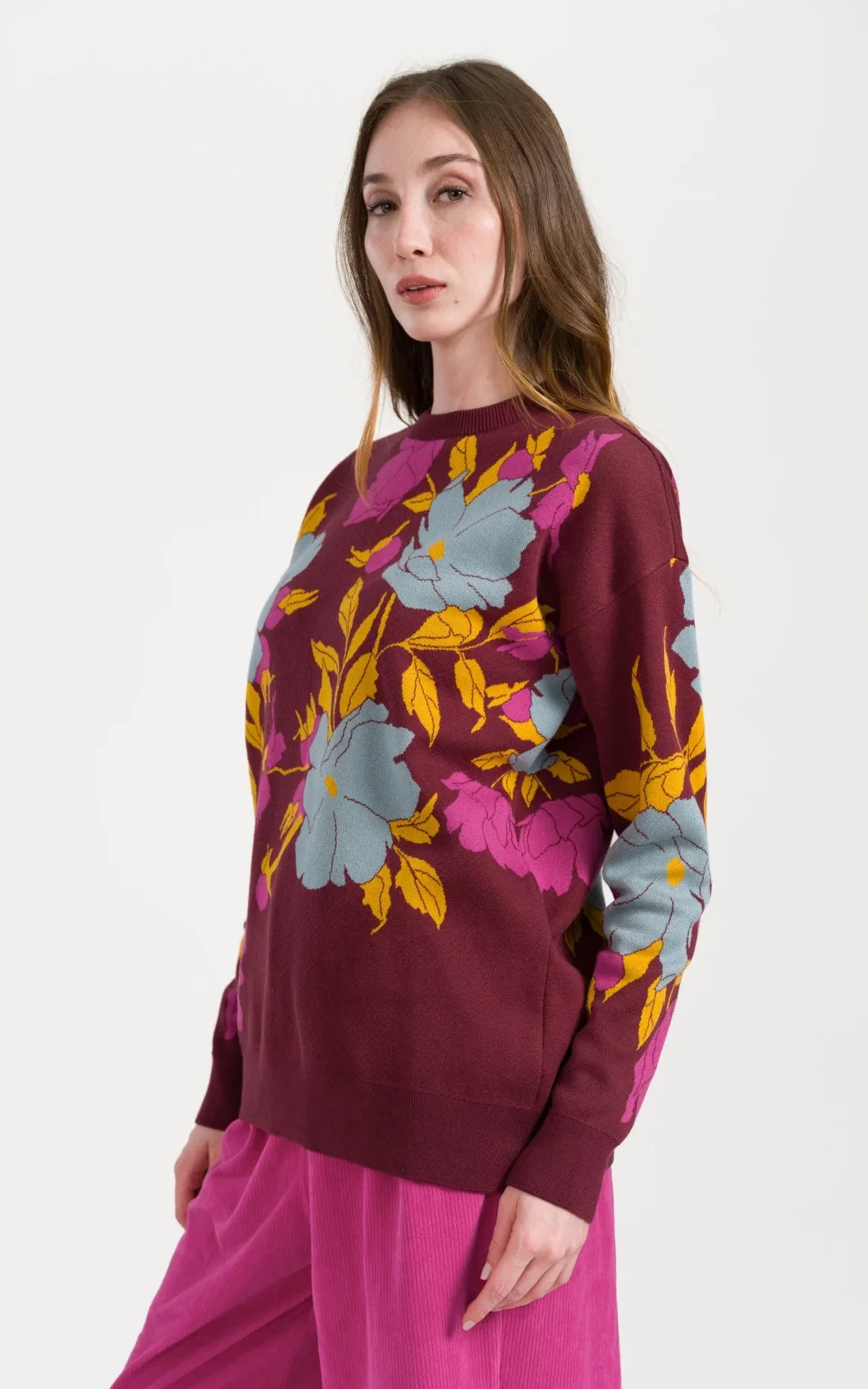Lalamour - Sweater Big Floral Knitwear Fig