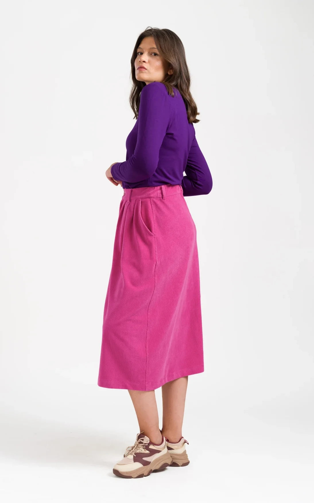 Lalamour - Isla Skirt Rib Velour Fuchsia Red