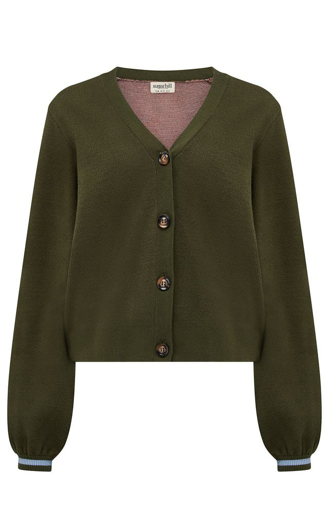 Sugarhill Brighton - Adrian Cardigan Khaki Leopard Jungle