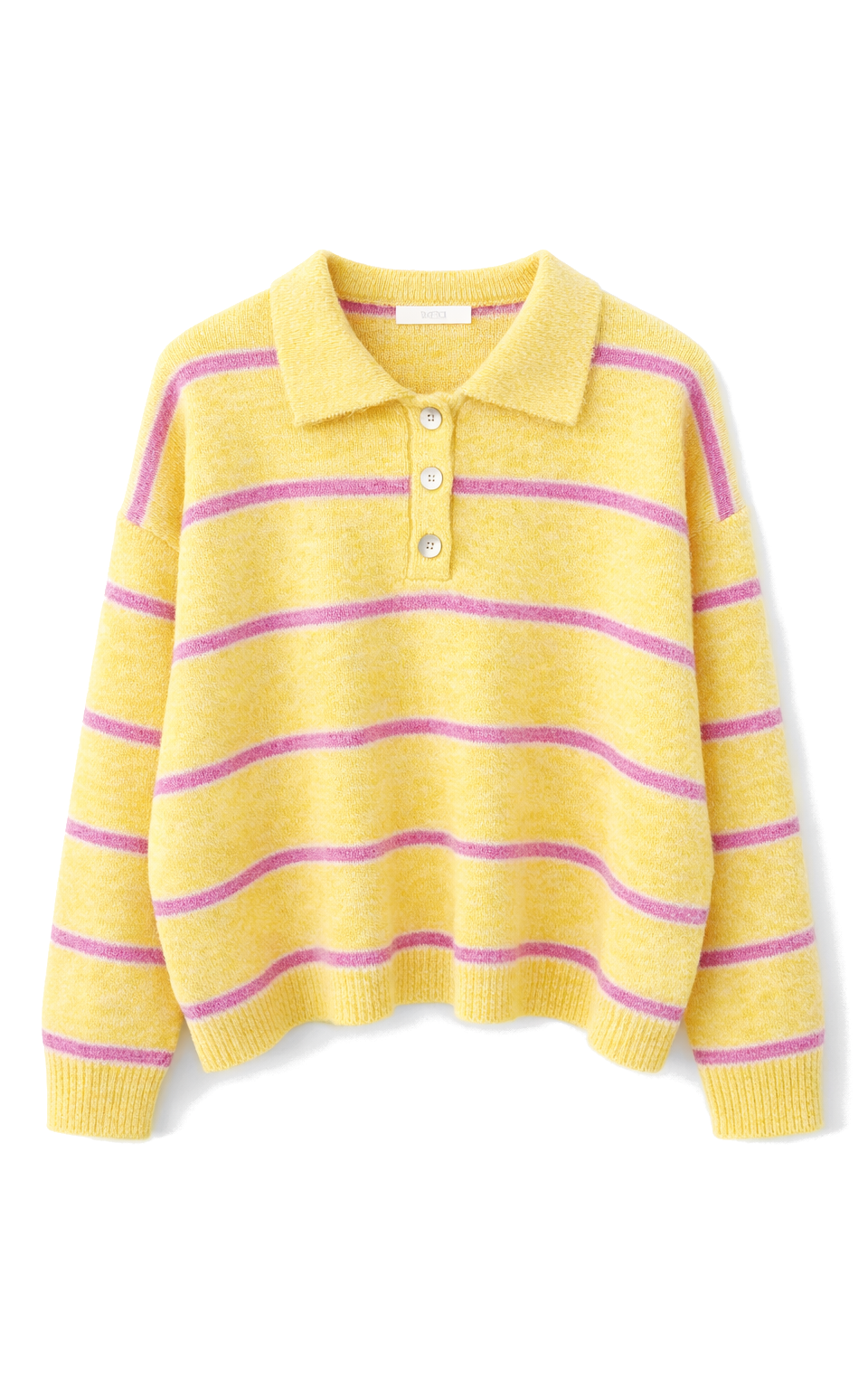 Yellow Striped Sweater With Collar