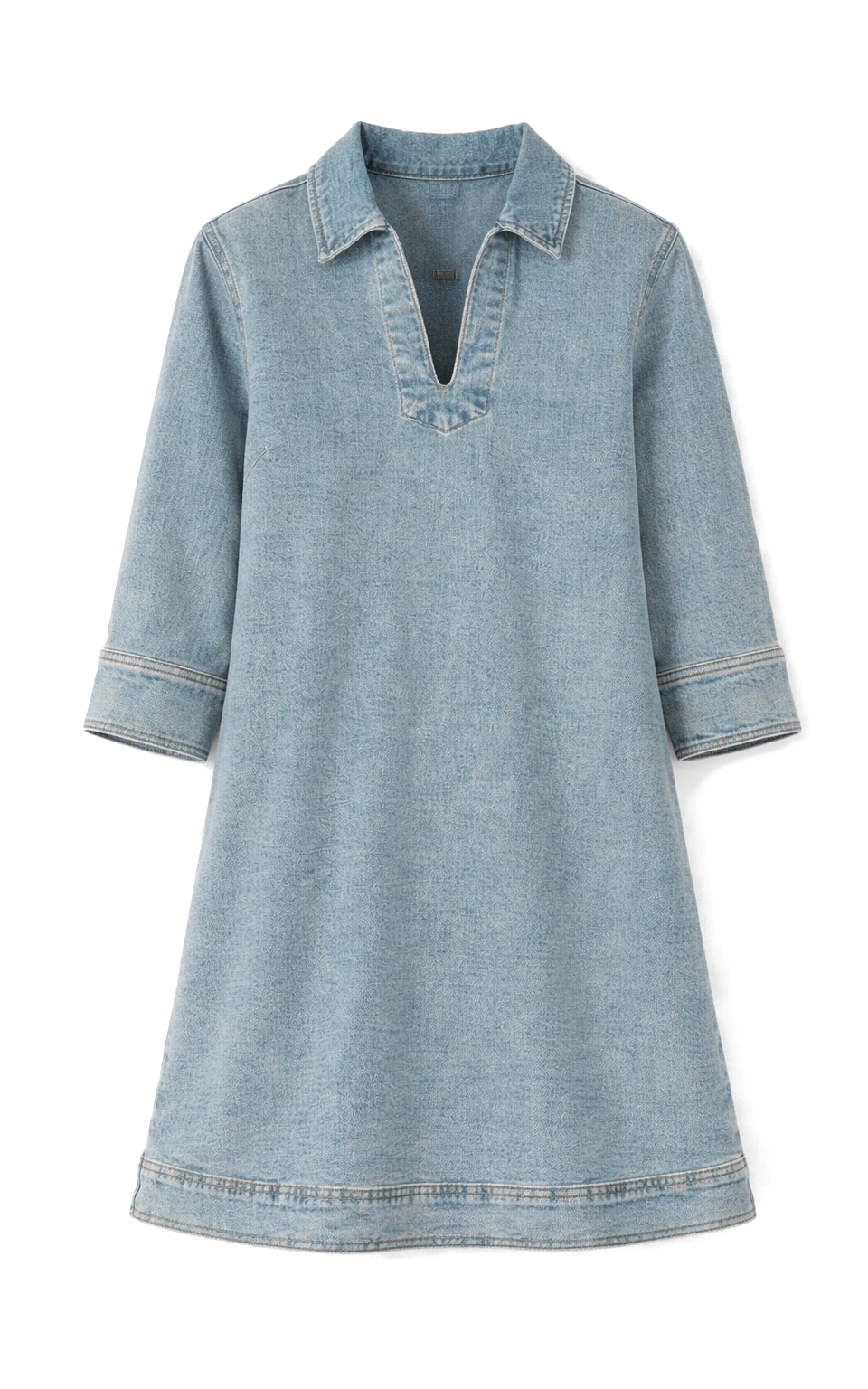Nukansas V-neck 3/4 Sleeve Dress Light Blue Vintage Denim