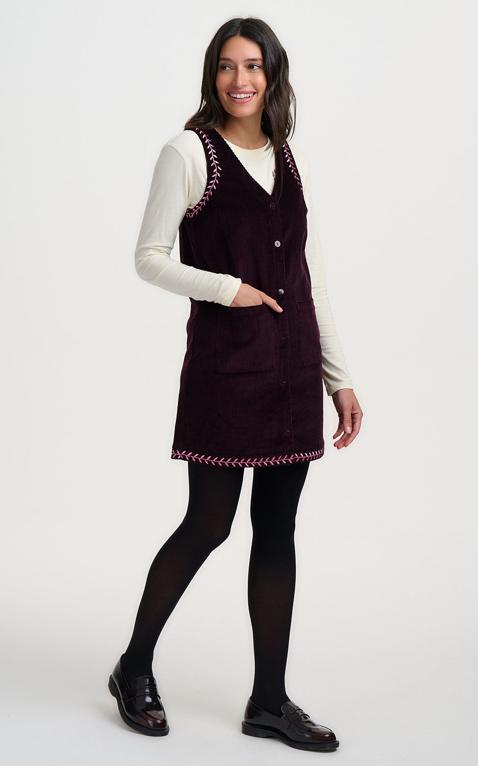 Sugarhill Brighton - Vera Cord Tunic Dress Dark Plum