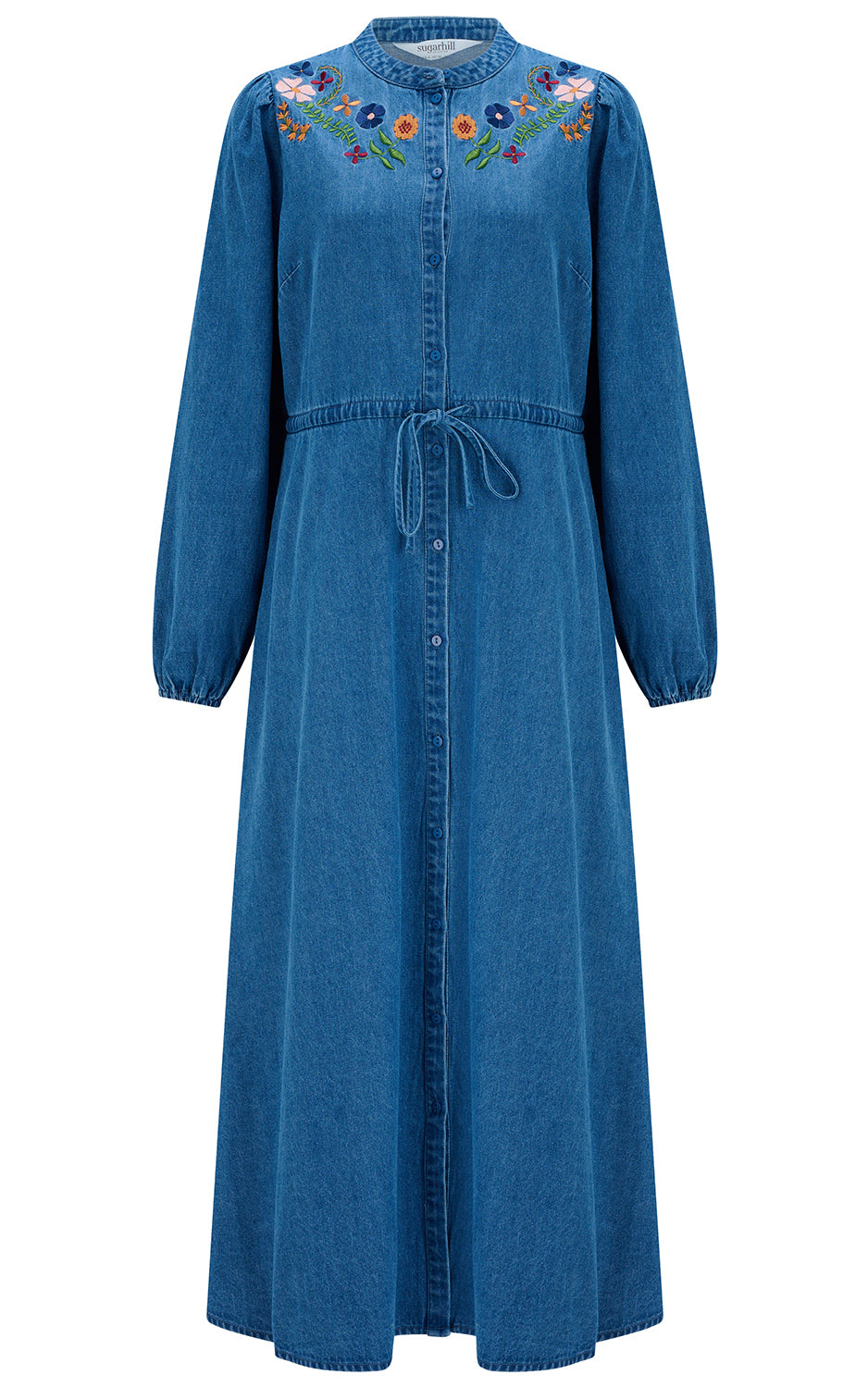 Sugarhill Brighton - Ivana Midi Shirt Dress Mid Blue Autumn Floral