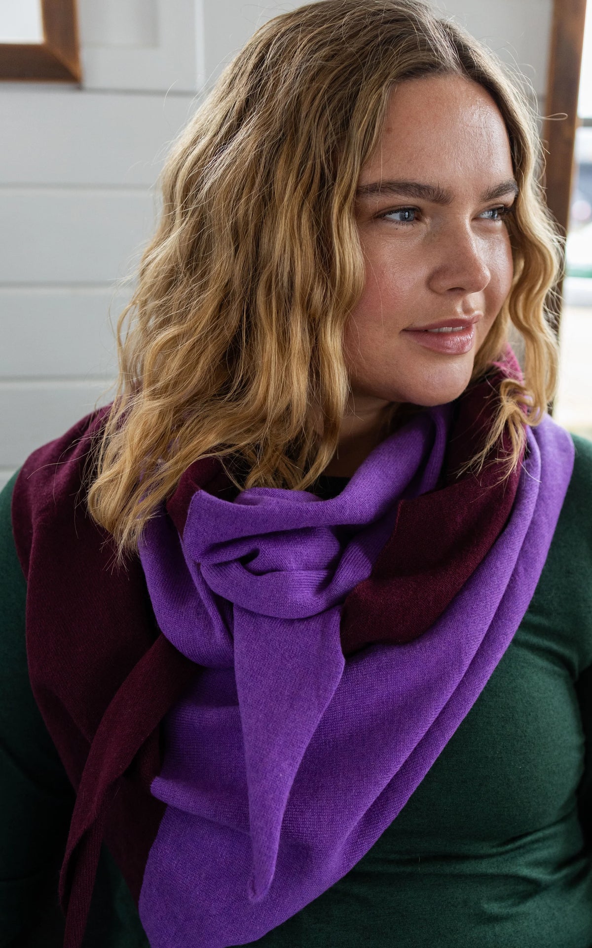 Danefireplace Merino Wool Shawl Dark Wine Purple