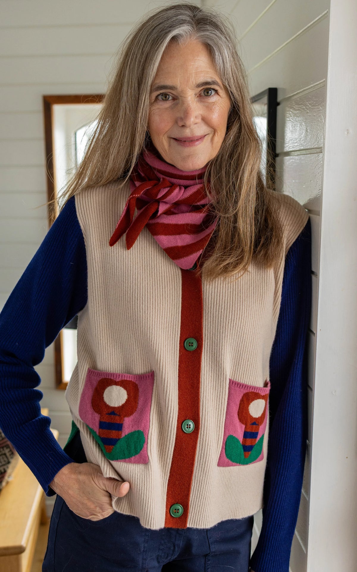 Danefae - Danehilda Merino Wool Rib Cardigan Multi