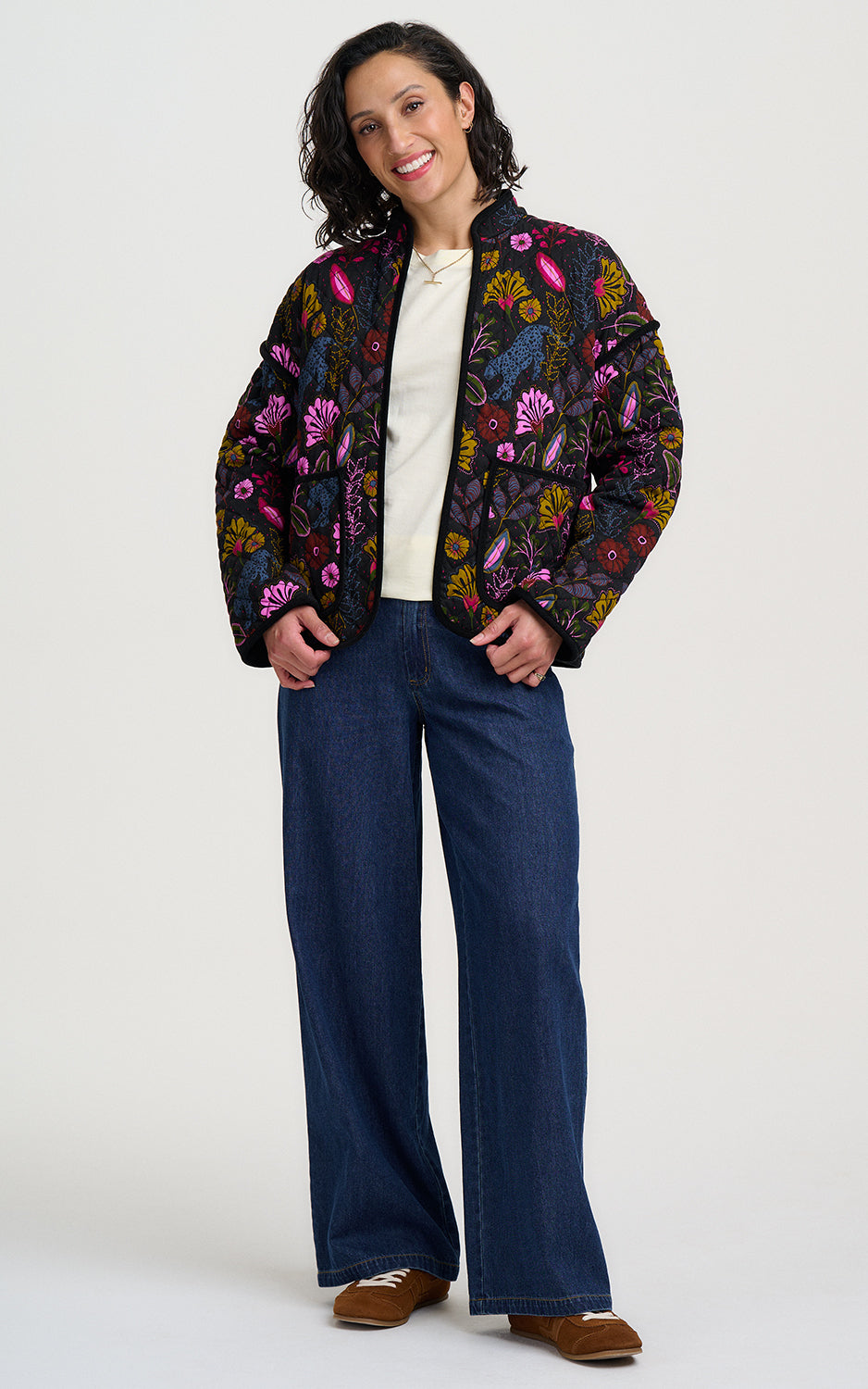 Sugarhill Brighton - Elowen Quilted Jacket Black Jungle Panther