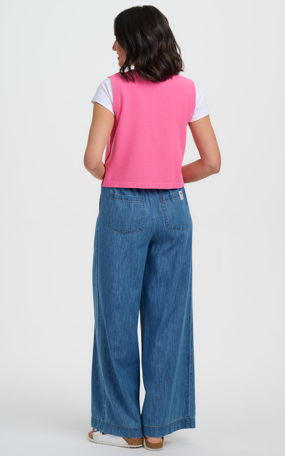 Sugarhill Brighton - Zina Knit Vest Pink Red Tipping