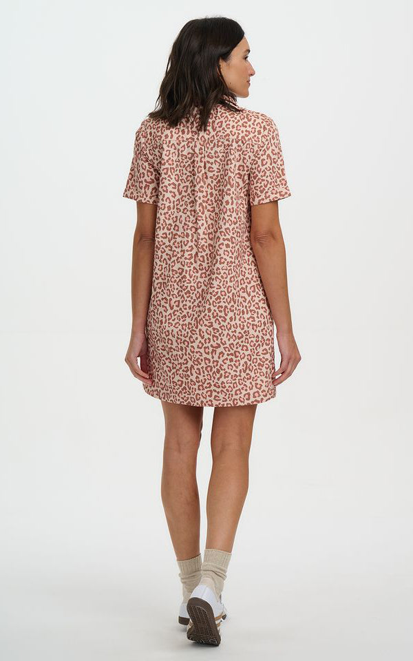 Sugarhill Brighton - Zoe Mini Shirt Dress Stone Classic Leopard