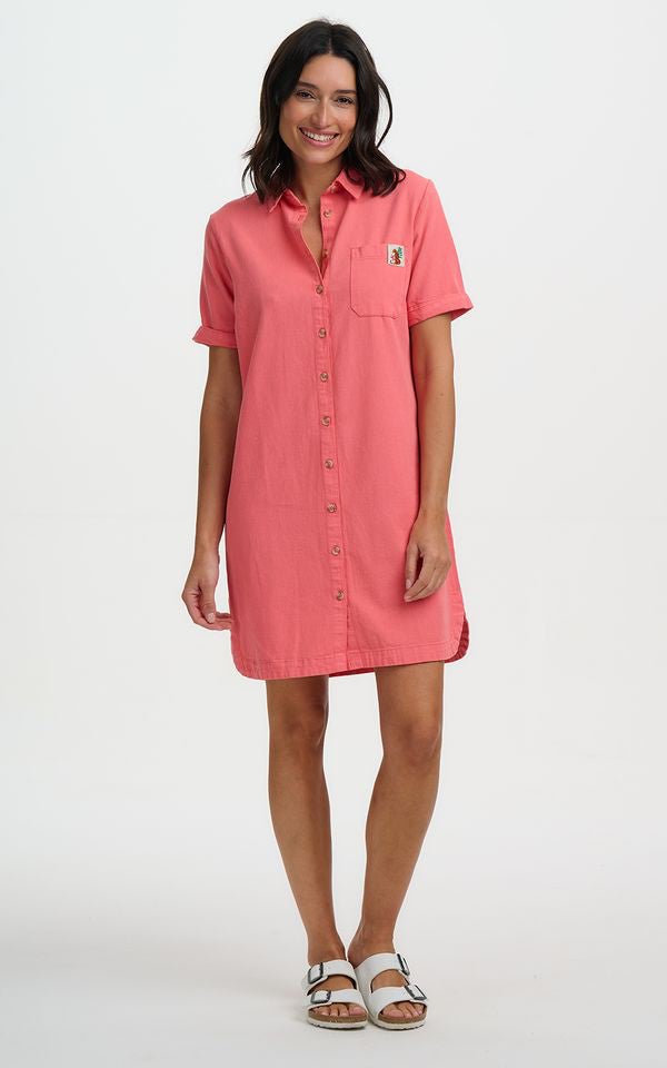 Sugarhill Brighton - Zoe Mini Shirt Dress Coral
