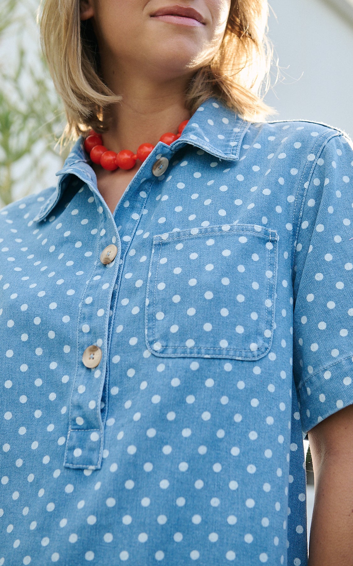 Feelkoo - Polkadot Dress Denim
