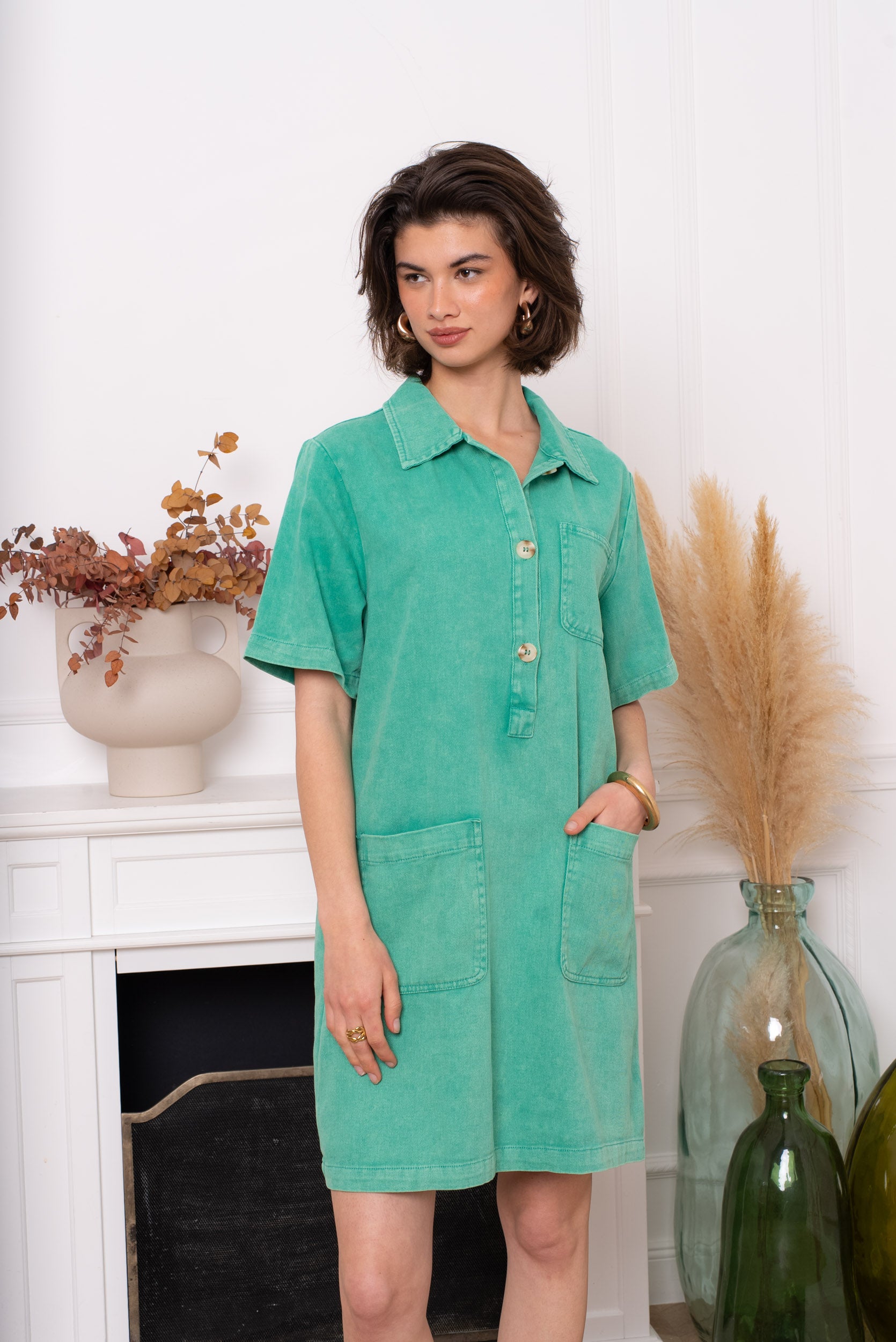 Green Dress Short Sleeve