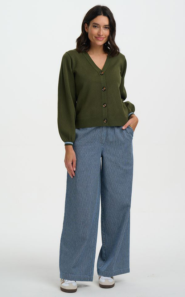 Sugarhill Brighton - Adrian Cardigan Khaki Leopard Jungle