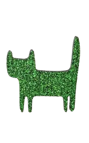 Brooch Standing Cat Green