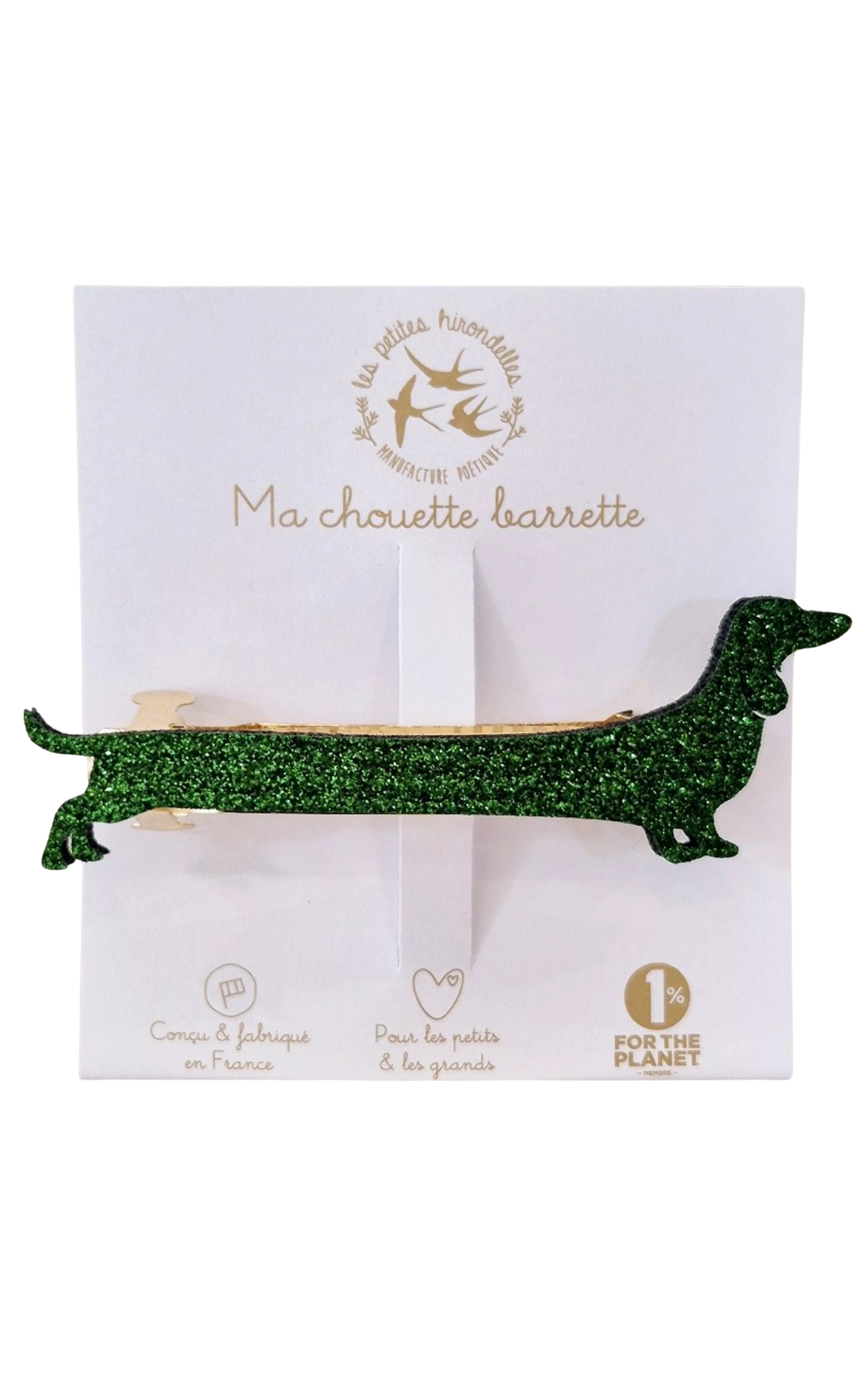 Clip Barrette Dachshund Green