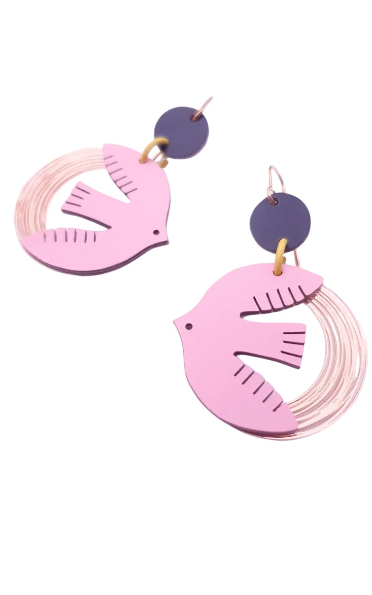 Birdy Hoop Earrings Rose Bonbon