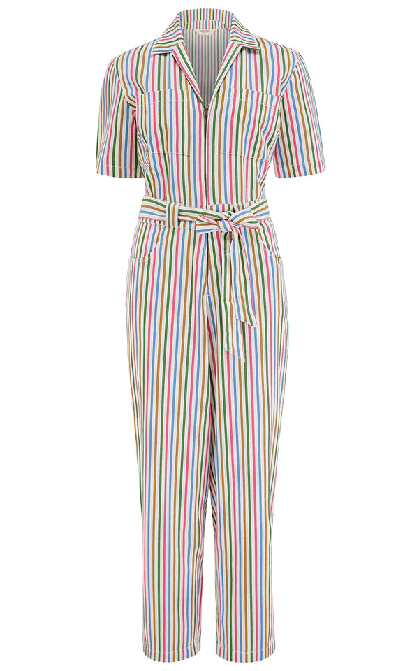 Sugarhill Brighton - Meredith Boilersuit Multi Colourful Canvas Stripe