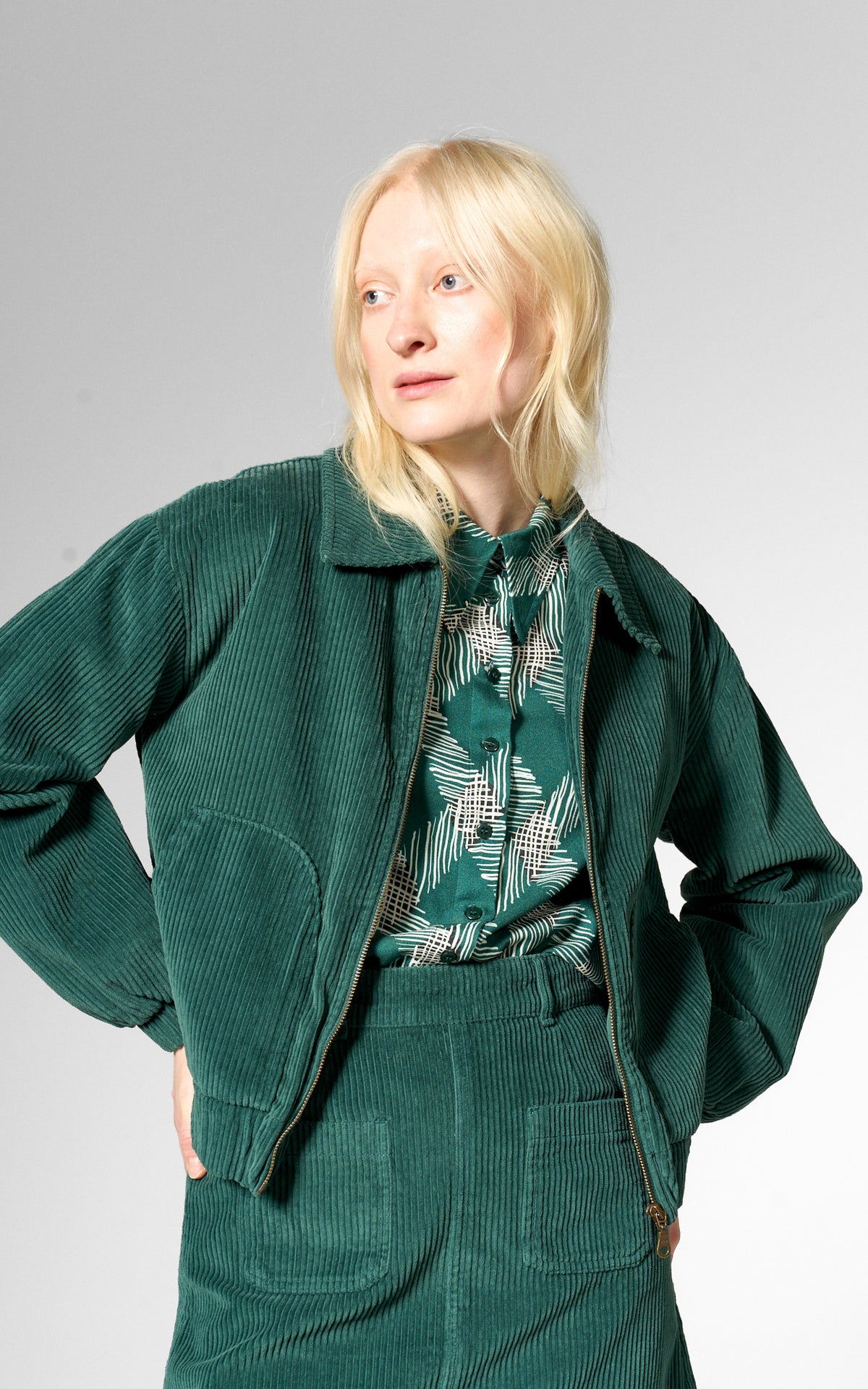 Mademoiselle YéYé - Rib N Roll Jacket Botanical Green