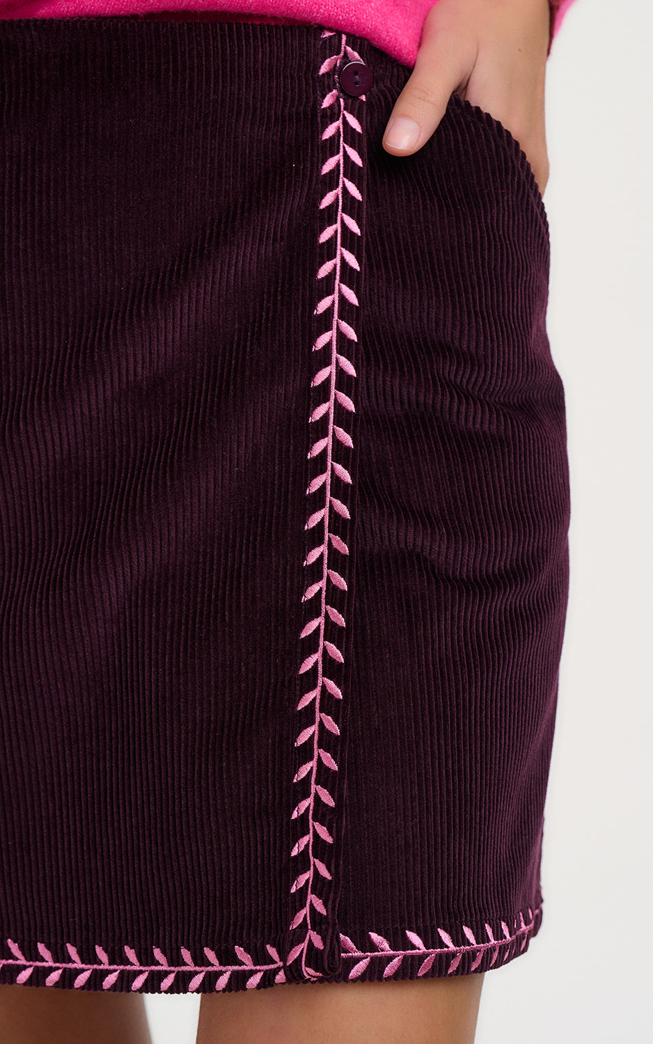 Sugarhill Brighton - Suzie Cord Mini Skirt Dark Plum