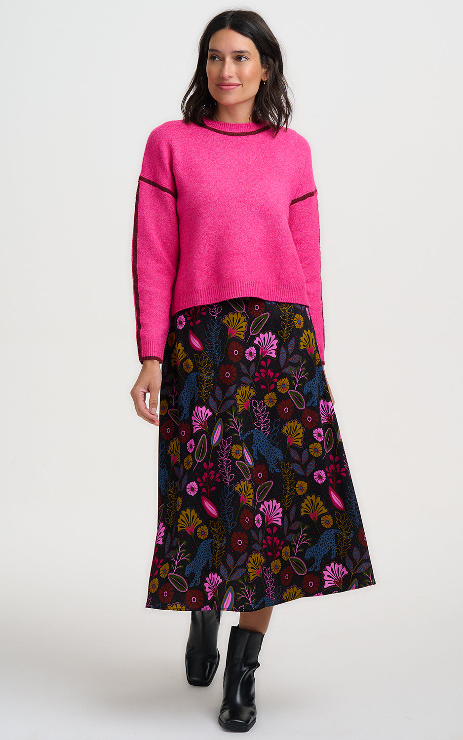 Sugarhill Brighton - Zora Skirt Black Jungle Panther