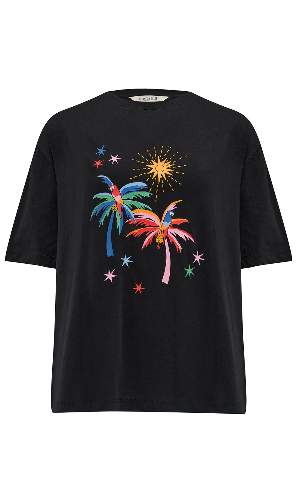 Sugarhill Brighton - Kinsley Relaxed T-Shirt Black Palms & Sunshine