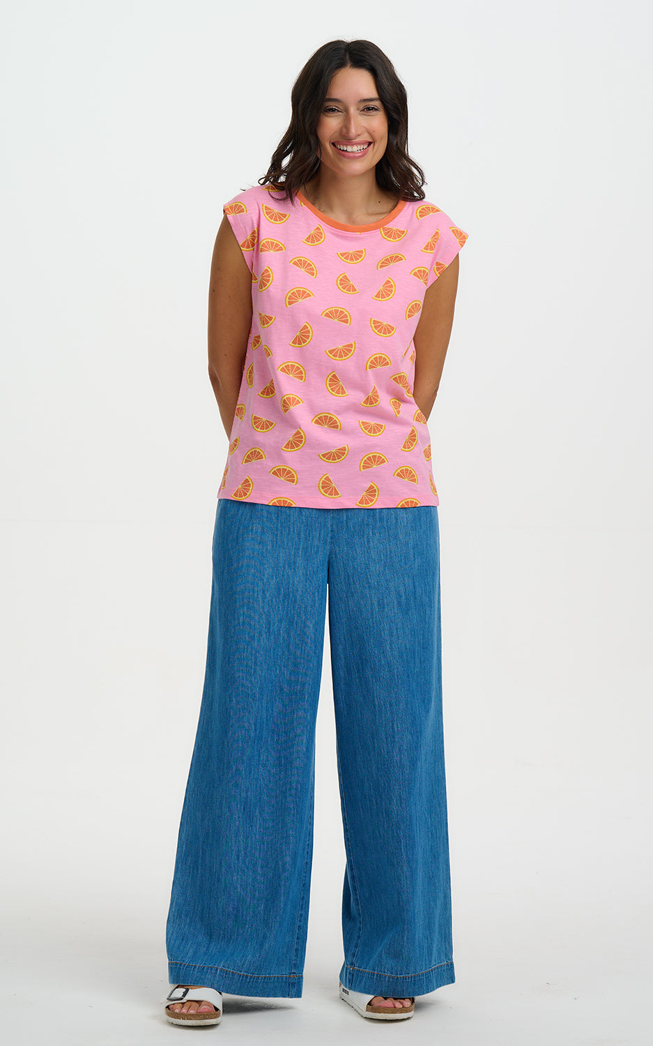 Sugarhill Brighton - Chrissy Relaxed Tank T-Shirt Pink Oranges