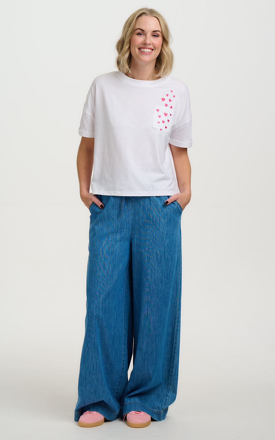 Sugarhill Brighton - Celia Boxy T-shirt White Pocket Hearts