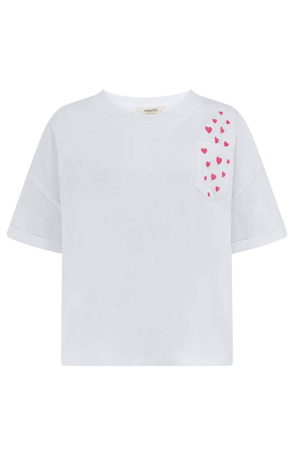 Sugarhill Brighton - Celia Boxy T-shirt White Pocket Hearts