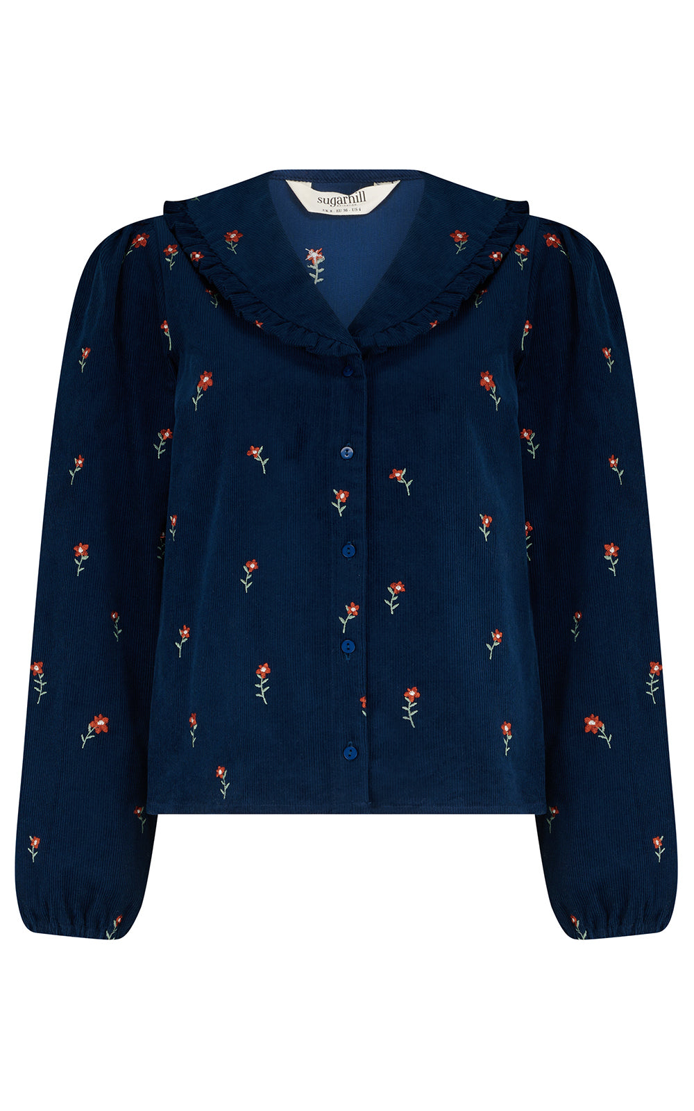 Sugarhill Brighton - Bea Cord Blouse Teal Ditsy Floral