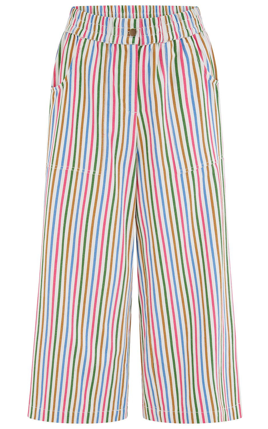 Sugarhill Brighton - Charlene Cropped Trousers Multi Colourful Canvas Stripe