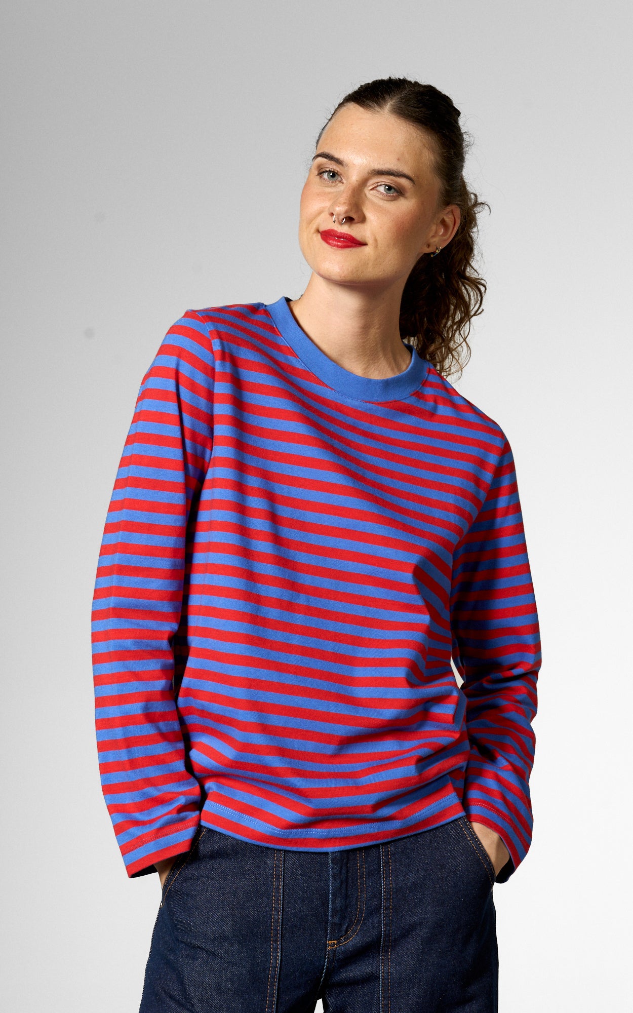 Mademoiselle YéYé - The Everyday Longsleeve Mini Stripes Red Blue