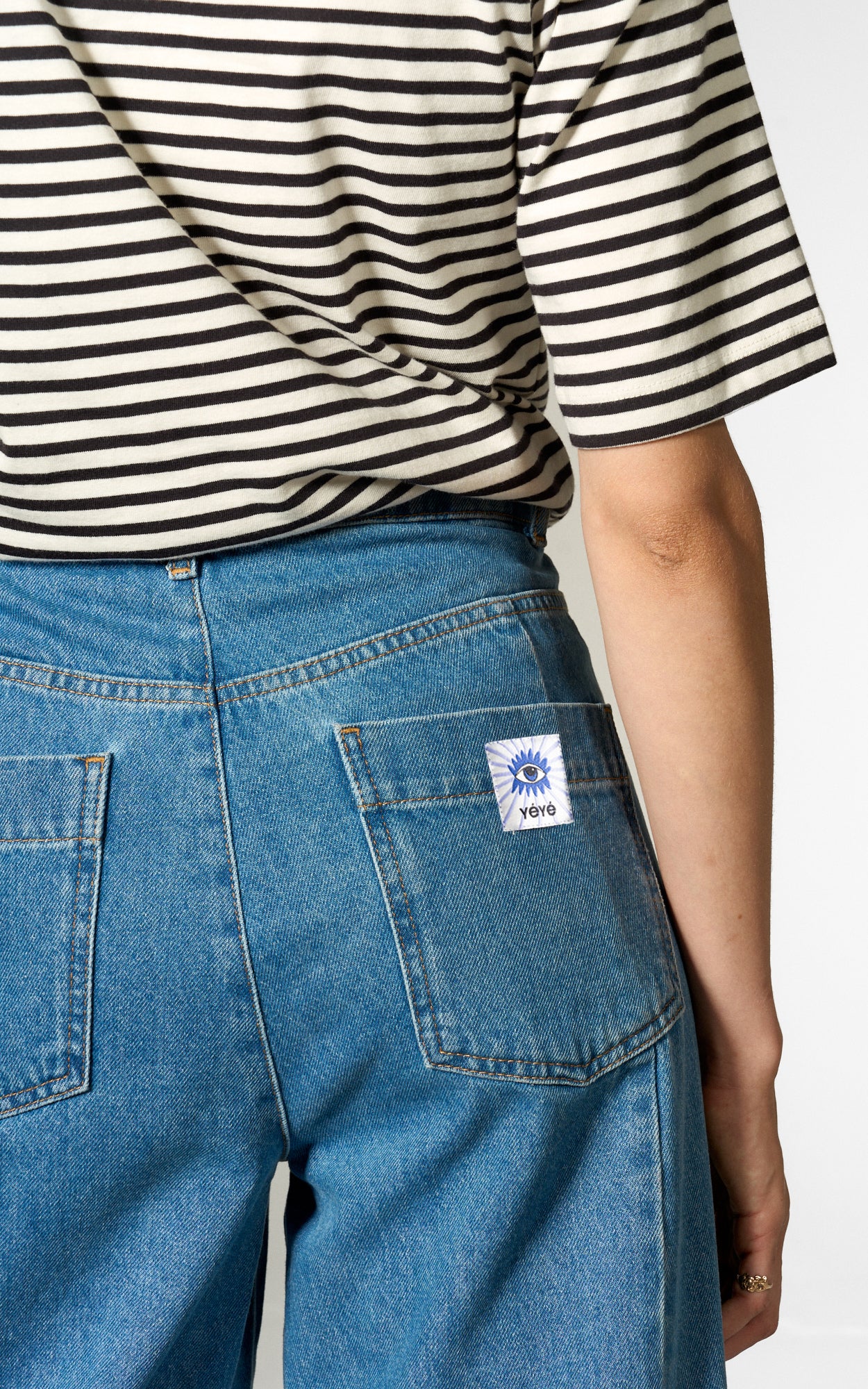 Mademoiselle YéYé - Wide Division Denim Trousers Ocean Blue