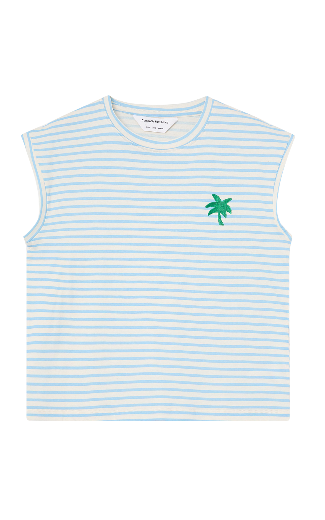 Compania Fantastica - T-shirt With White And Blue Striped Print