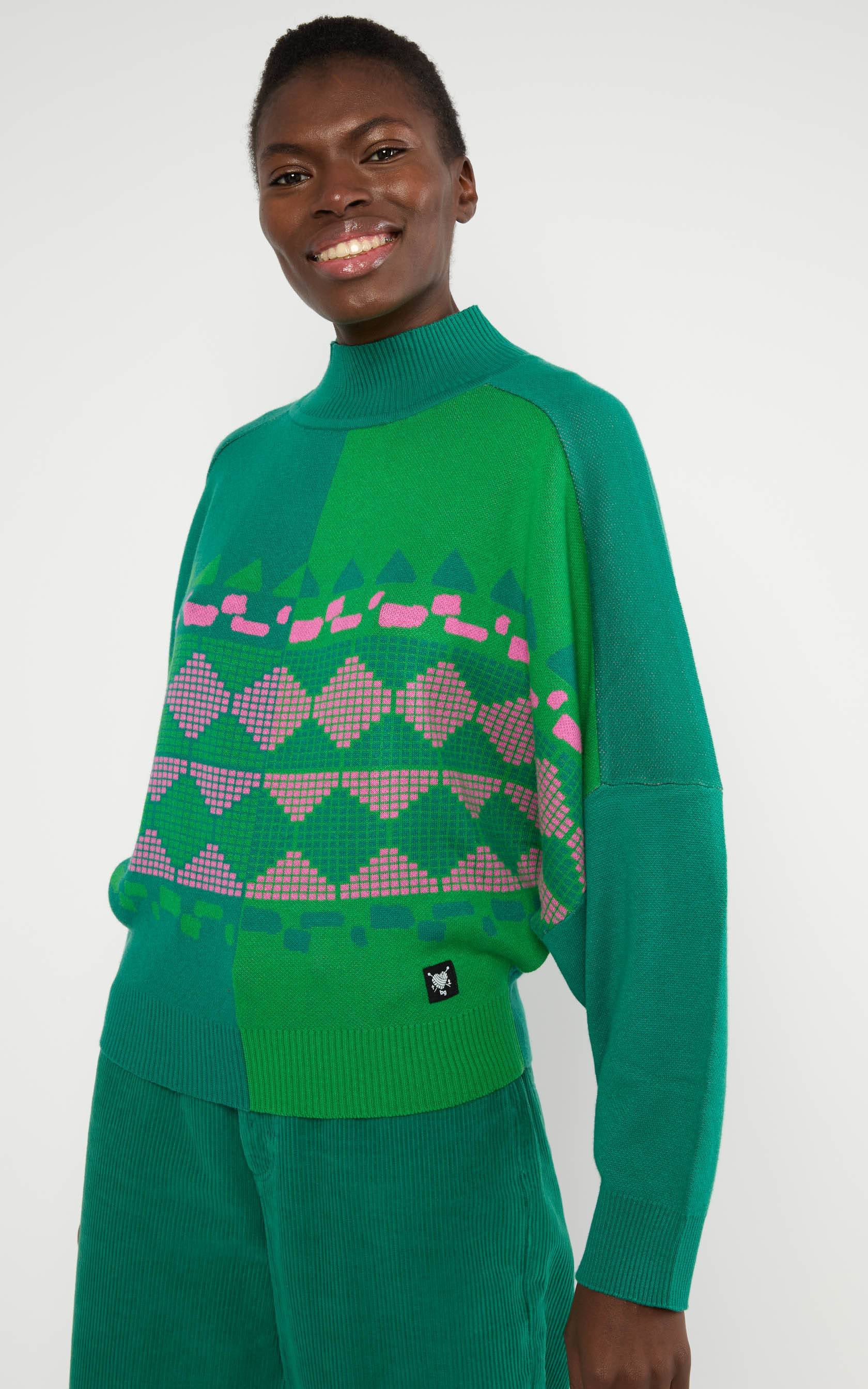 Blutsgeschwister - Diamond Loom Egg Chunky Pullover Green