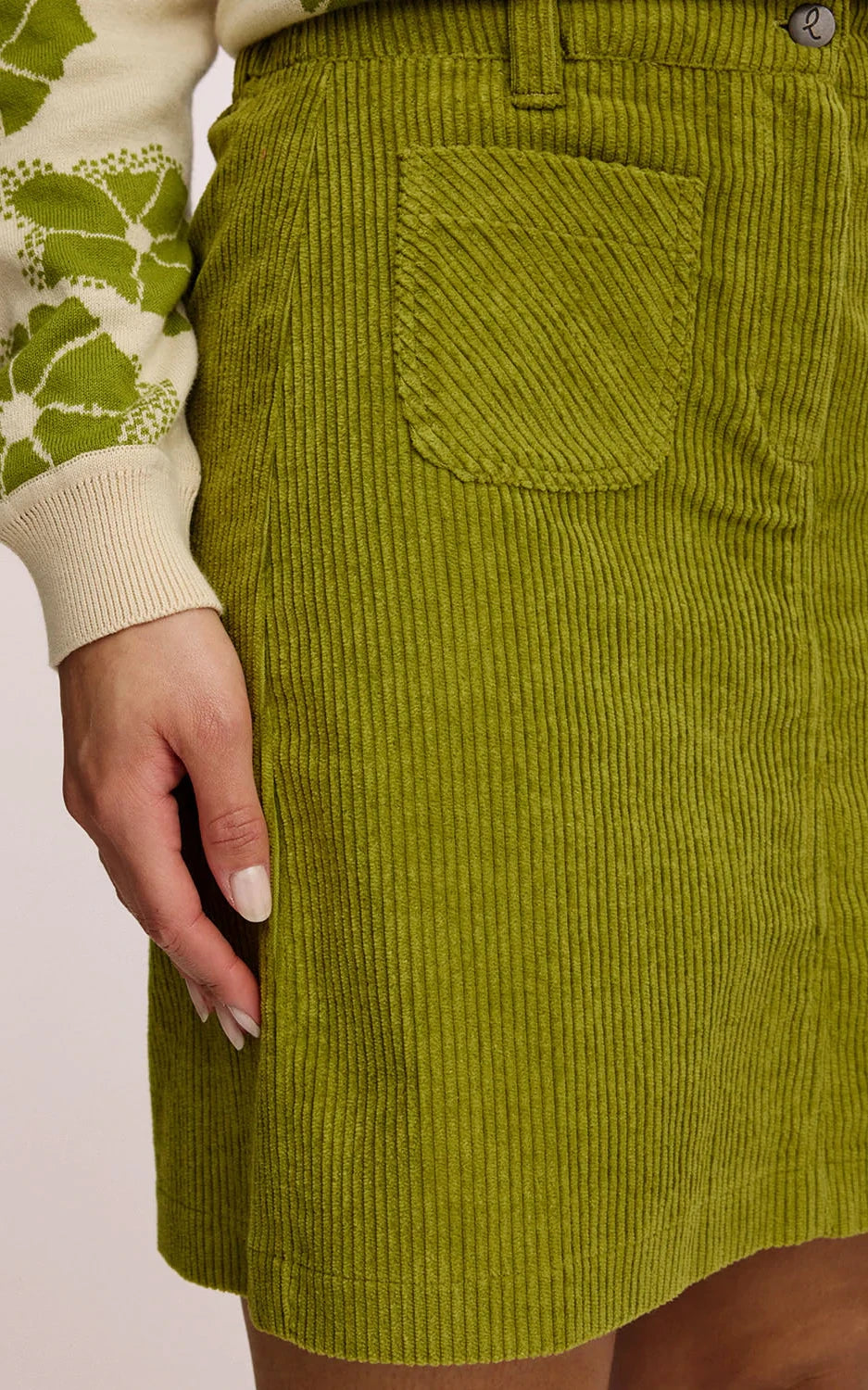 Tranquillo - Corduroy Mini Skirt Golden Cypress
