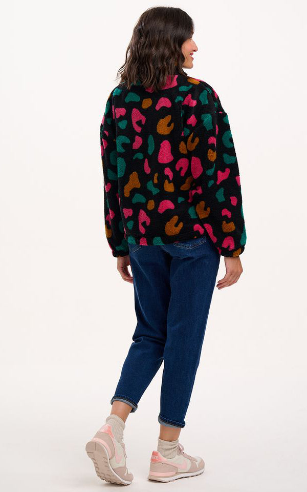 Sugarhill Brighton - Hartley Zip Up Fleece Black Colourful Shapes