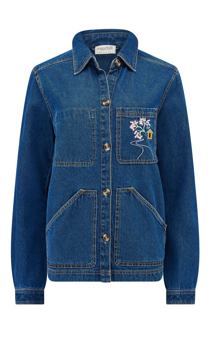 Sugarhill Brighton Webshop - Dita Denim Jacket Deep Indigo Denim