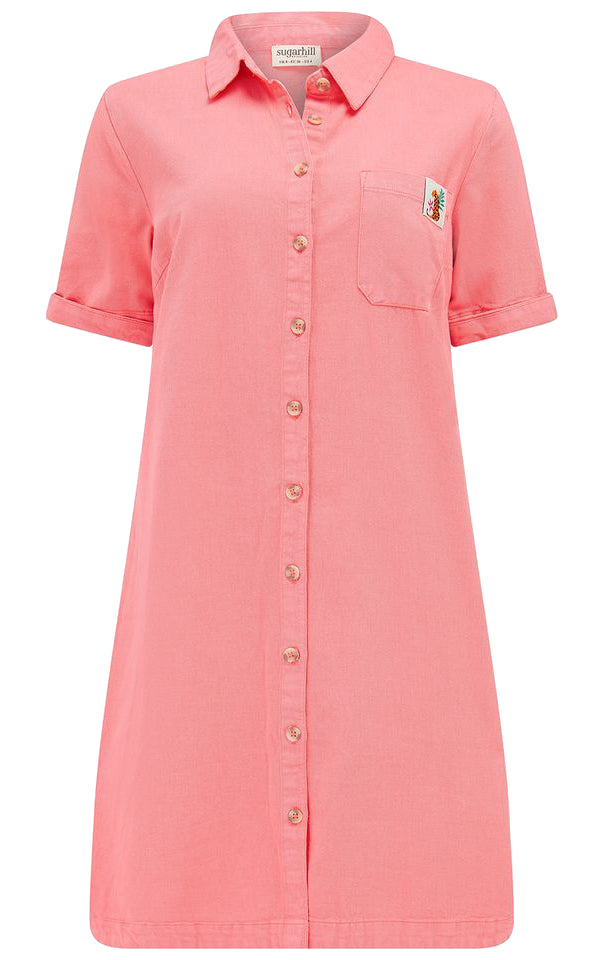 Sugarhill Brighton - Zoe Mini Shirt Dress Coral