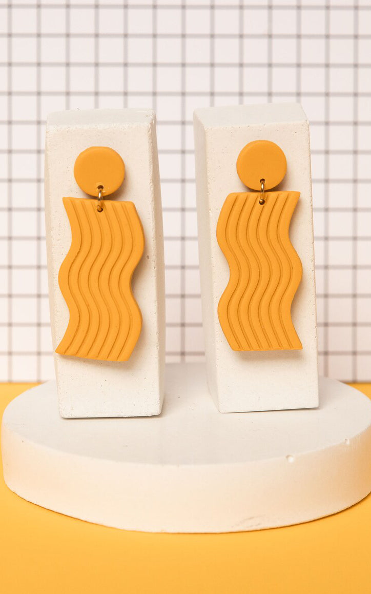 Monomakery - Wave Earrings Ocher Yellow