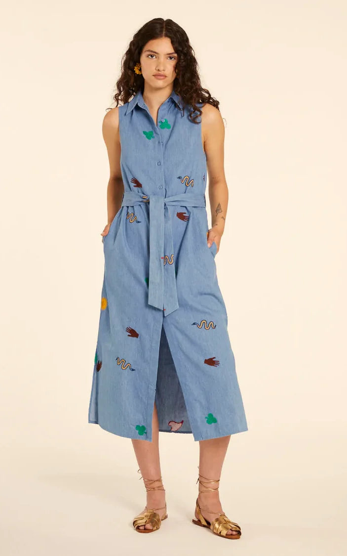 Pepaloves - Vestido Denim Con Bordado