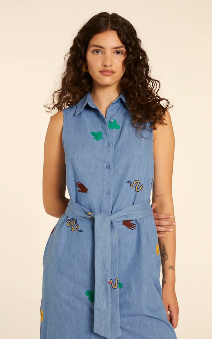 Pepaloves - Vestido Denim Con Bordado