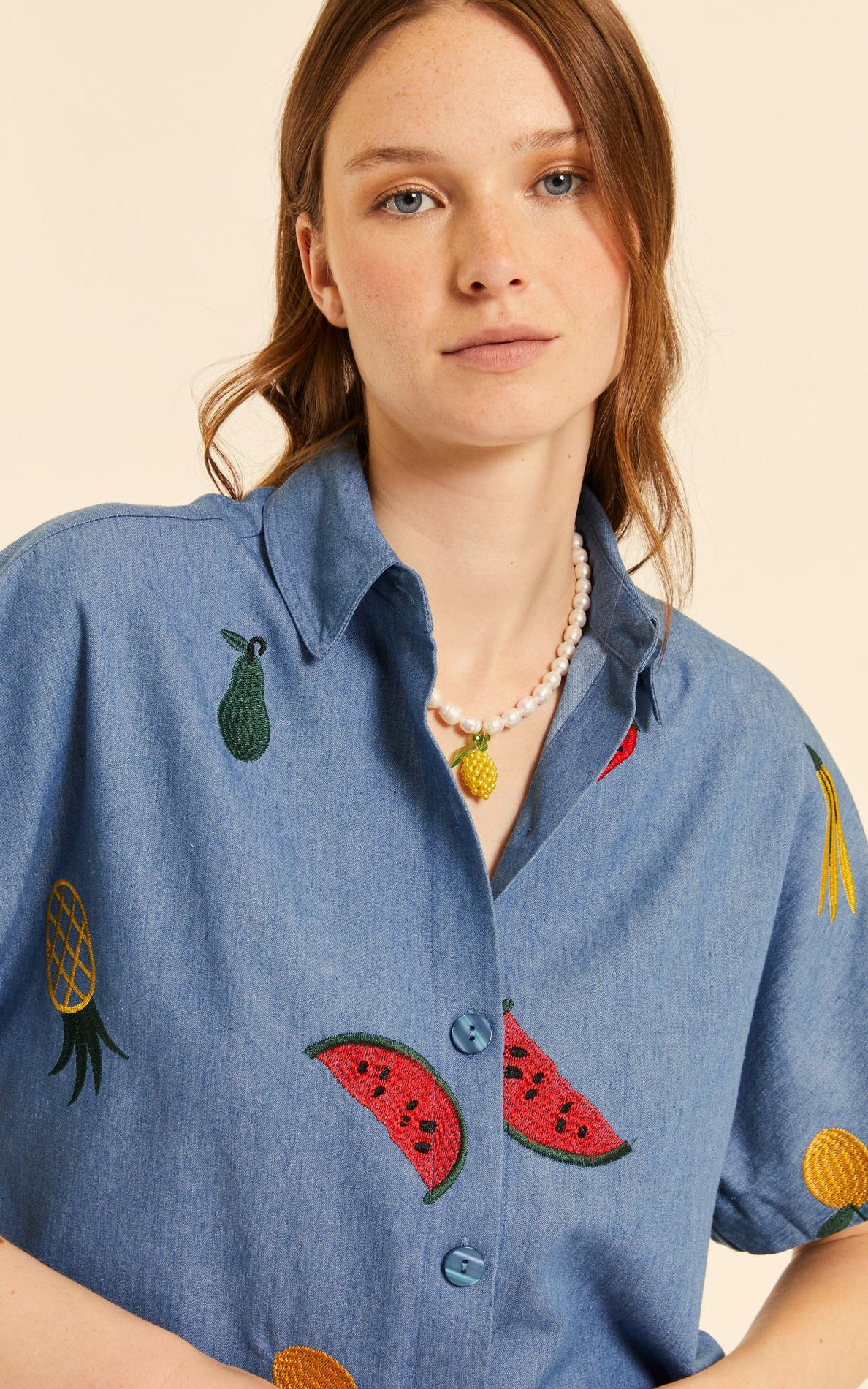 Pepaloves - Denim Shirt With Embroidery