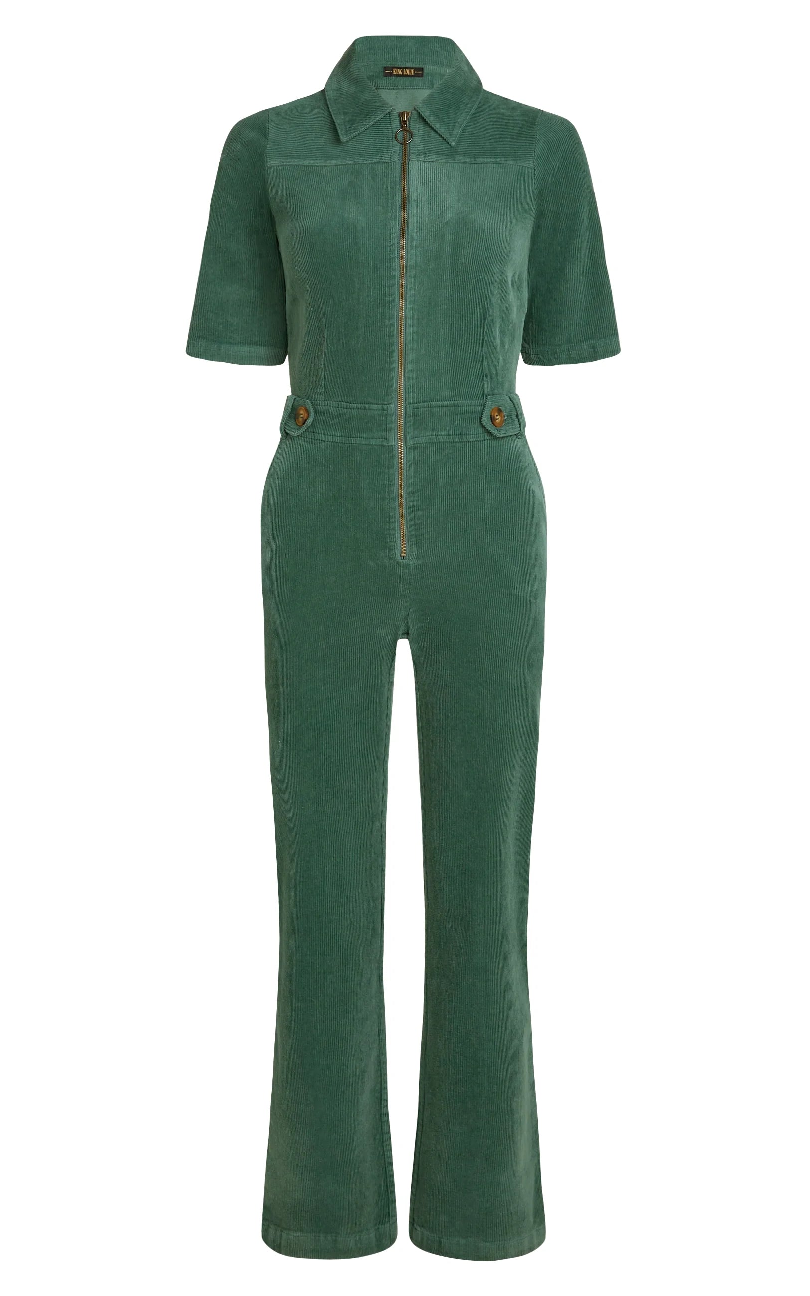 King Louie - Garbo Zip Jumpsuit Corduroy Matcha Green