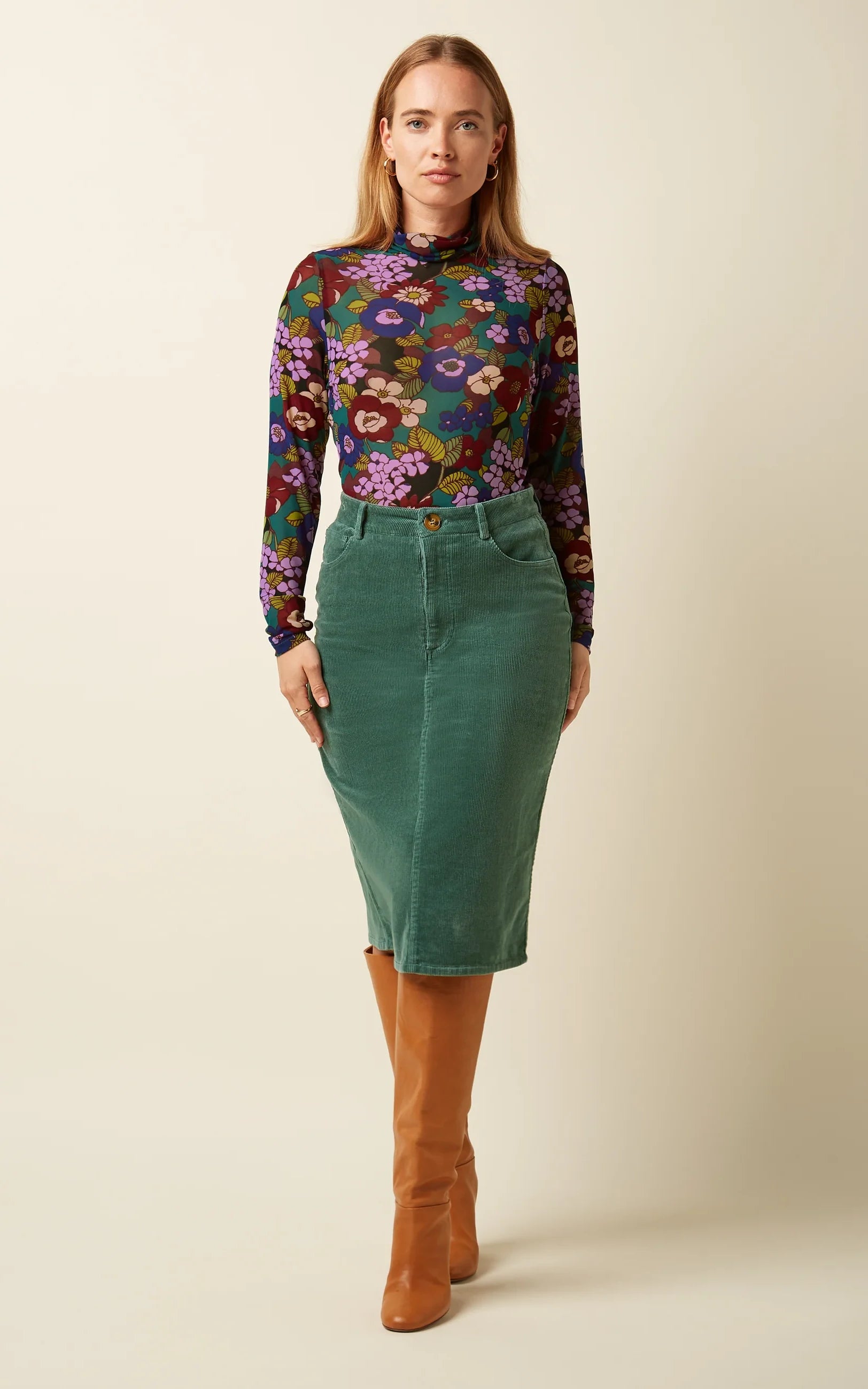 King Louie - Prisca Skirt Corduroy Matcha Green