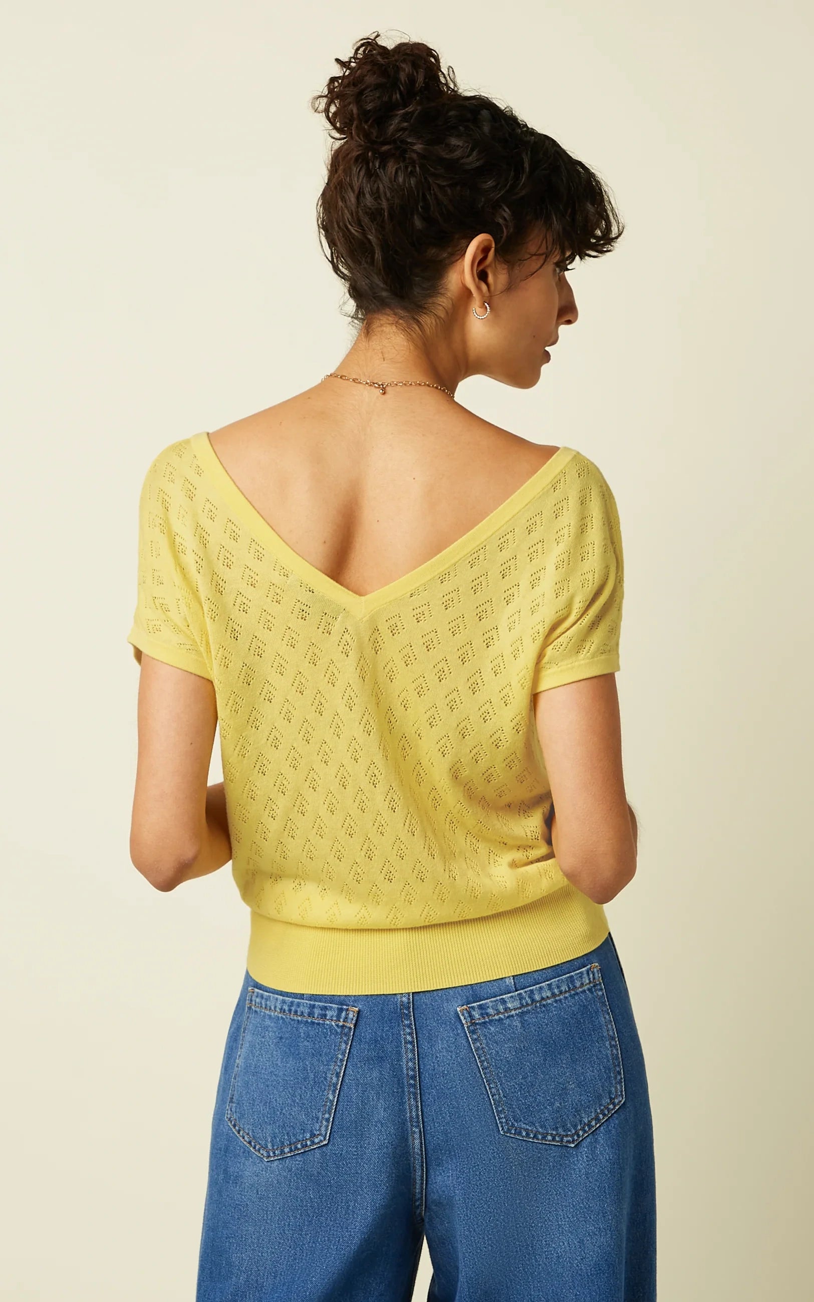 King Louie - Double V Top Mateo Knit Yellow Cream