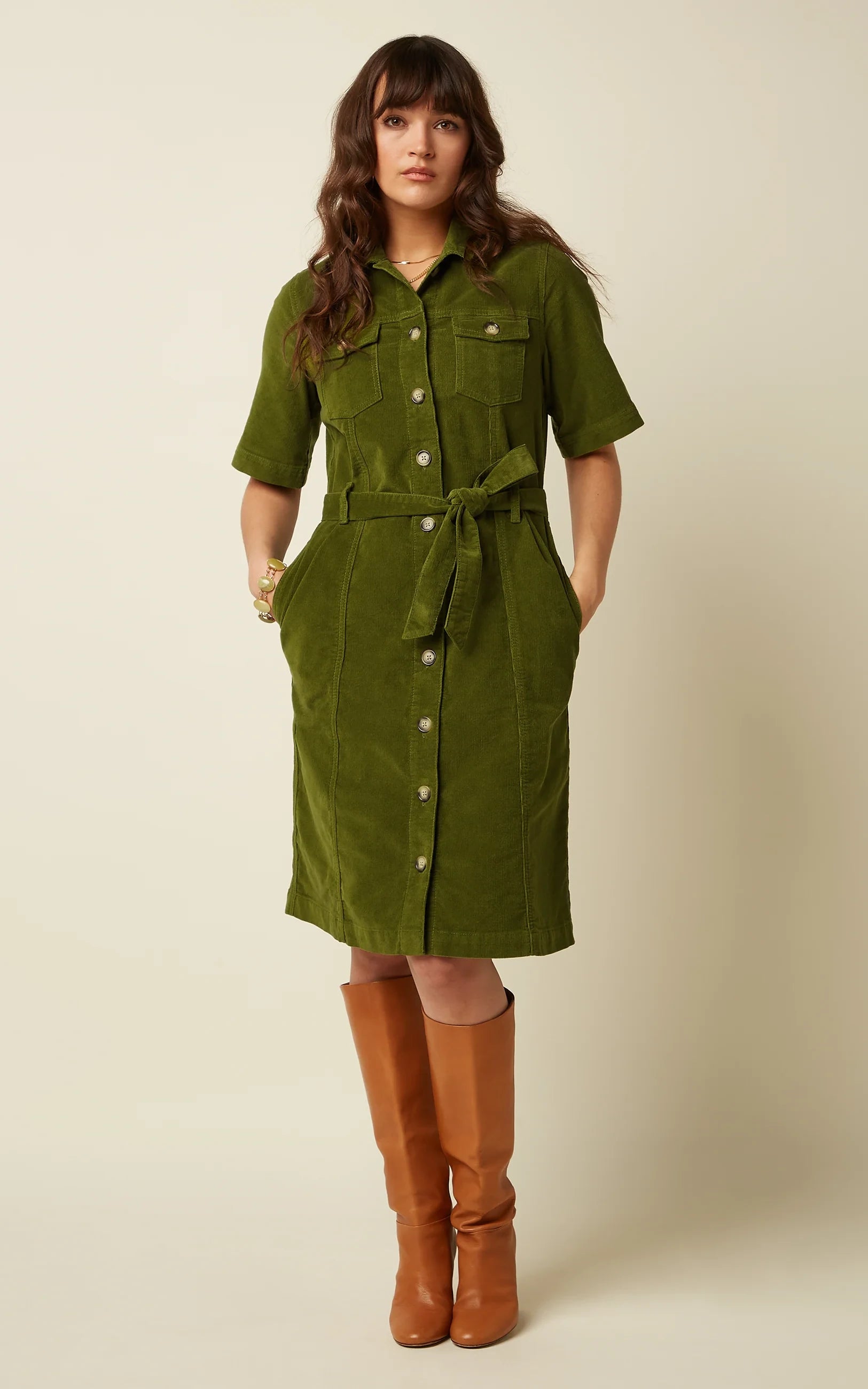 King Louie - Kate Dress Baby Cord Posey Green