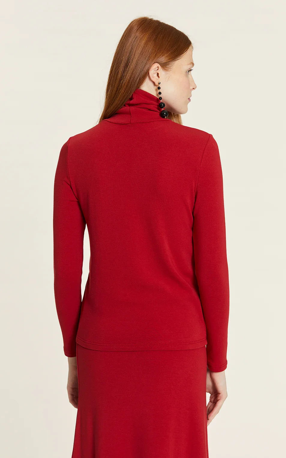 Pepaloves - Red Swan Neck Knit Top