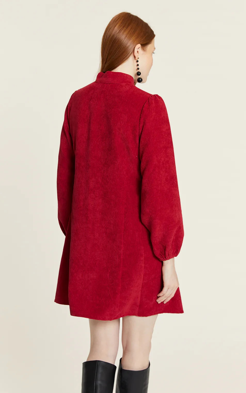 Pepaloves - Corduroy Dress With Red Bow