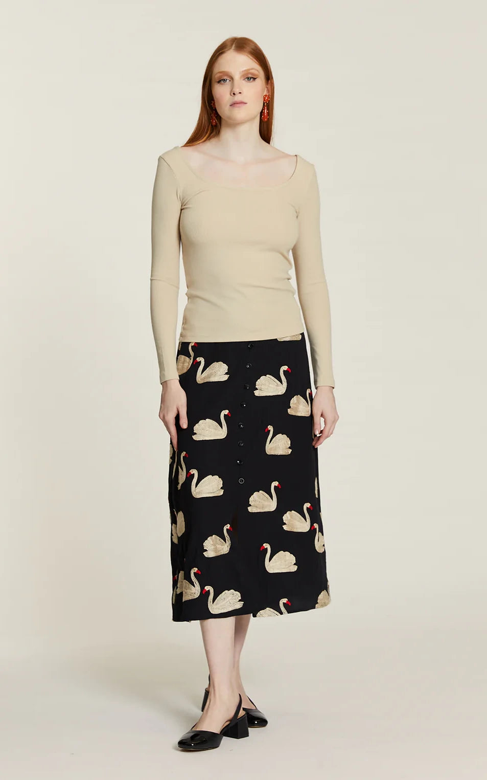 Pepaloves - Swan Embroidered Skirt